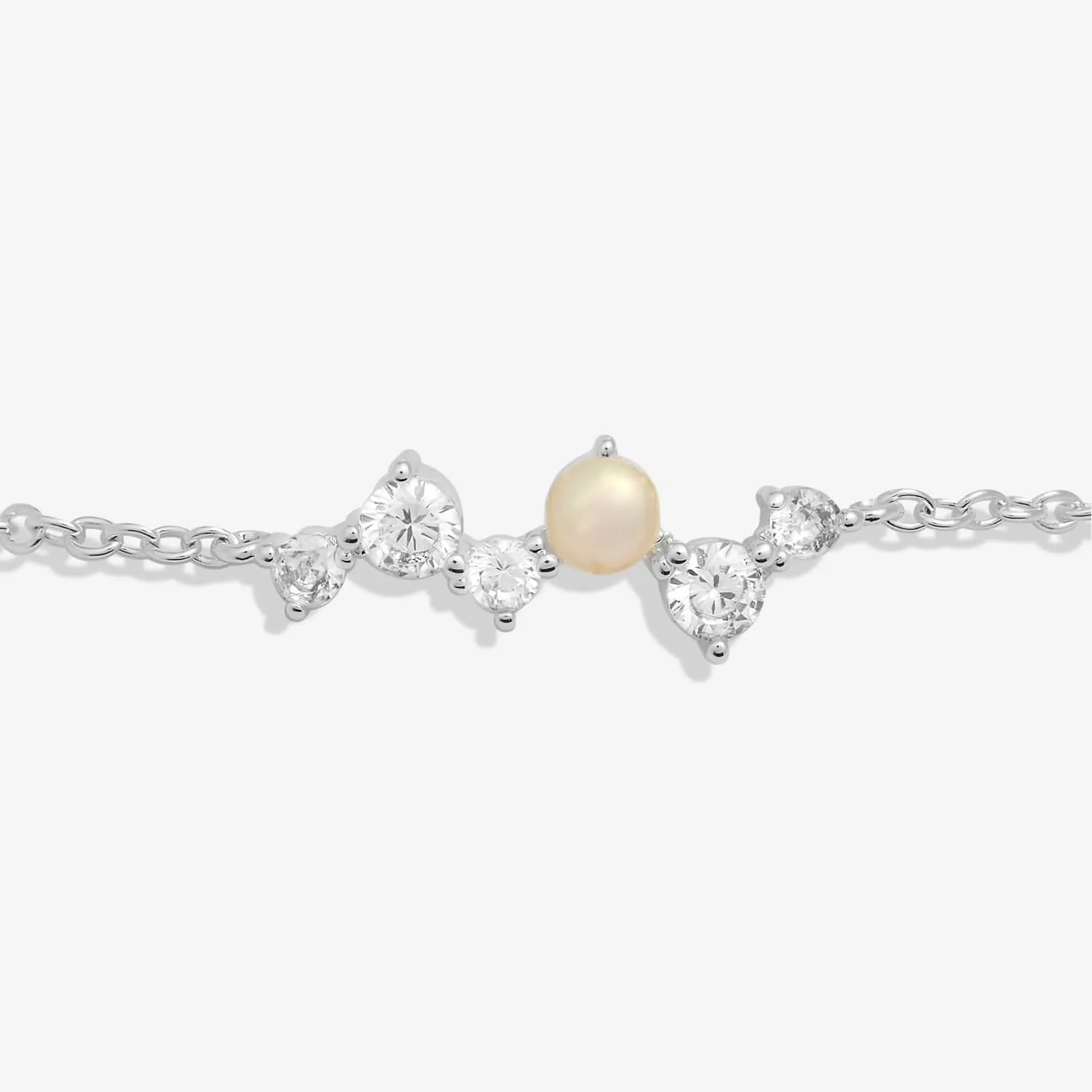 Halo Pearl Cubic Zirconia & Pearl Cluster Silver Plated Bracelet 7835 Joma Jewellery