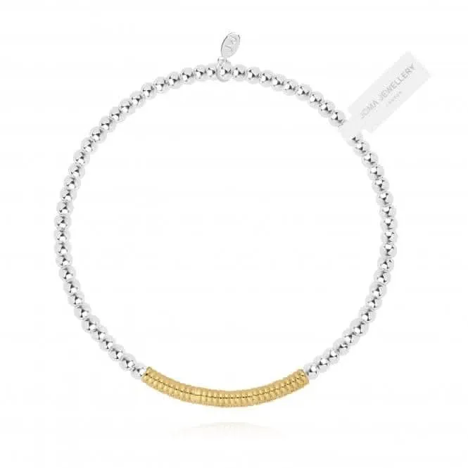 Halo Silver And Gold Pave Ball 17.5cm Stretch Bracelet 4523 Joma Jewellery