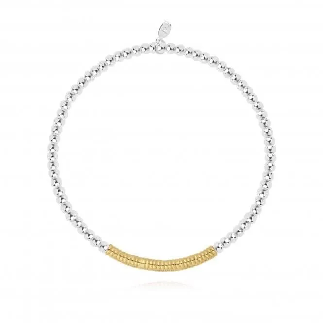 Halo Silver And Gold Pave Ball 17.5cm Stretch Bracelet 4523 Joma Jewellery