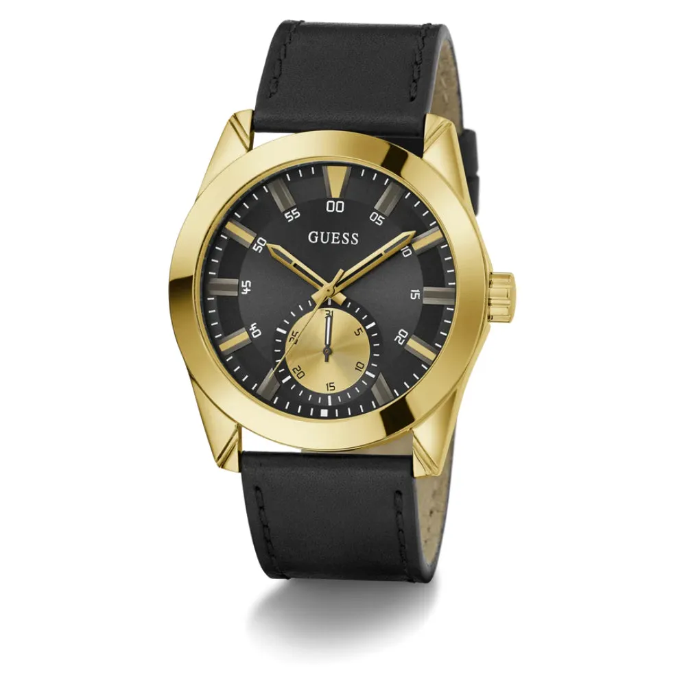 Jewelry Guess Watches Guess Analog Black Leather Strap Men Watch GW0793 Series
