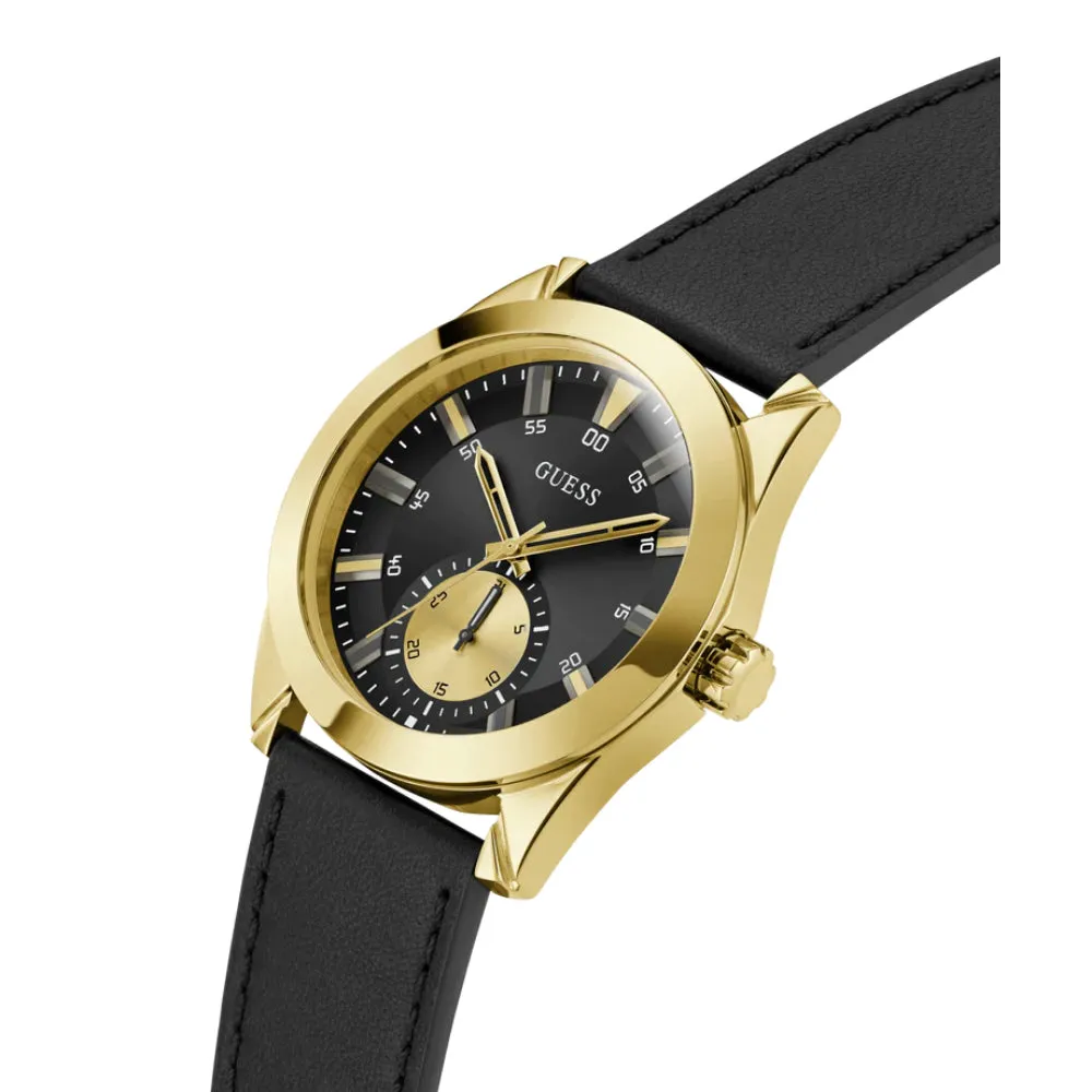 Jewelry Guess Watches Guess Analog Black Leather Strap Men Watch GW0793 Series