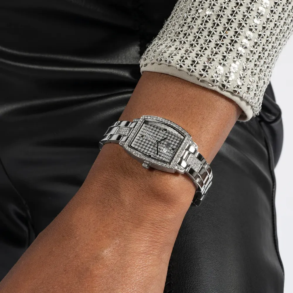 Jewelry Guess Watches Guess Analog Silver Dial Stainless Steel Strap Women Watch GW0611L1