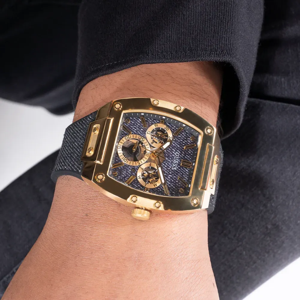 Jewelry Guess Watches Guess Chronograph Black Denim/Silicone Strap Men Watch GW0786 Series