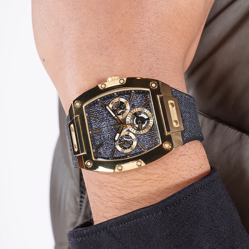 Jewelry Guess Watches Guess Chronograph Black Denim/Silicone Strap Men Watch GW0786 Series