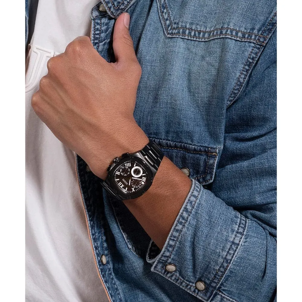 Jewelry Guess Watches Guess Chronograph Black Dial Stainless Steel Strap Men Watch GW0572G3