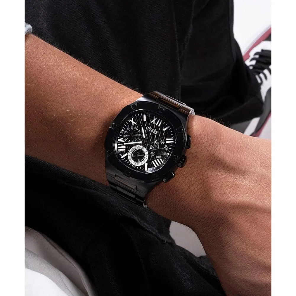 Jewelry Guess Watches Guess Chronograph Black Dial Stainless Steel Strap Men Watch GW0572G3