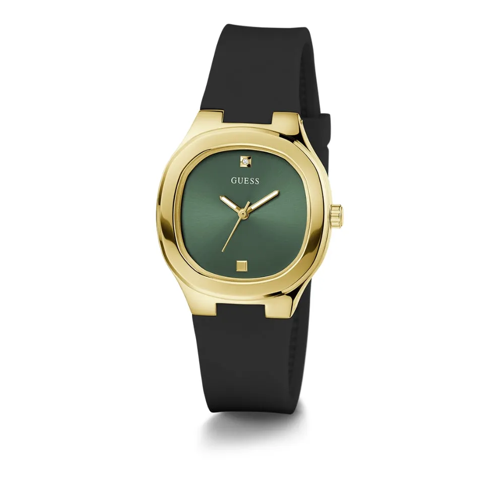 Jewelry Guess Watches GUESS EVE GW0658L1 GREEN & GOLD DIAL BLACK WATCH