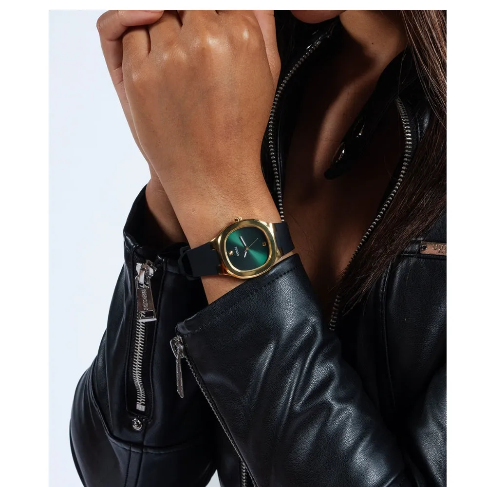 Jewelry Guess Watches GUESS EVE GW0658L1 GREEN & GOLD DIAL BLACK WATCH