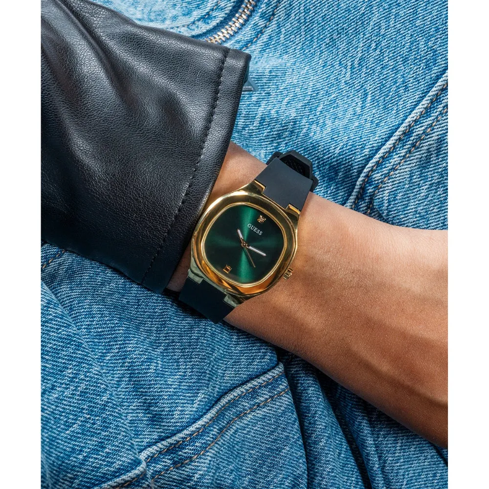 Jewelry Guess Watches GUESS EVE GW0658L1 GREEN & GOLD DIAL BLACK WATCH