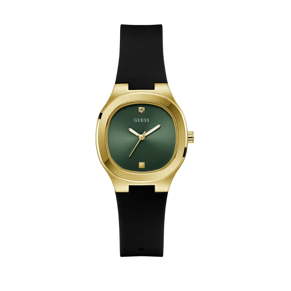 Jewelry Guess Watches GUESS EVE GW0658L1 GREEN & GOLD DIAL BLACK WATCH