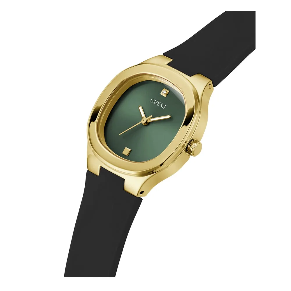 Jewelry Guess Watches GUESS EVE GW0658L1 GREEN & GOLD DIAL BLACK WATCH