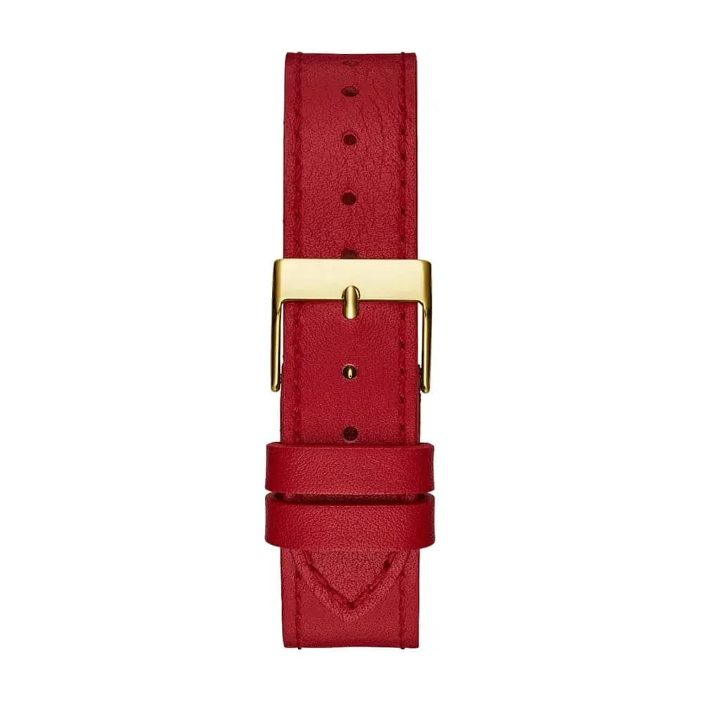 Jewelry Guess Watches Guess Gold Tone Case Red Genuine Leather Women's Watch GW0504L2
