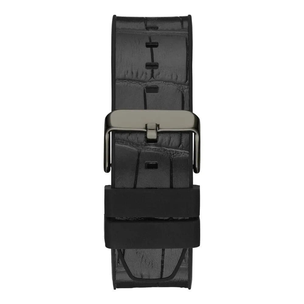 Jewelry Guess Watches Guess Gun Metal Case Black Genuine Leather Men's Watch GW0492G1