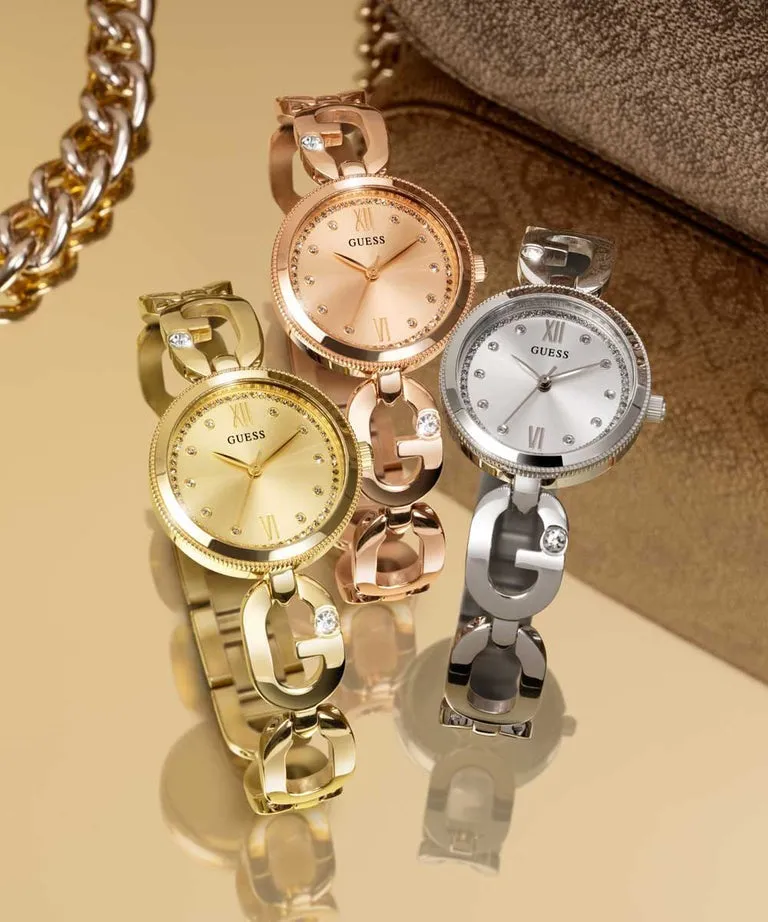 Jewelry Guess Watches Guess Ladies Silver Tone G-Links Analog Watch GW0759L1