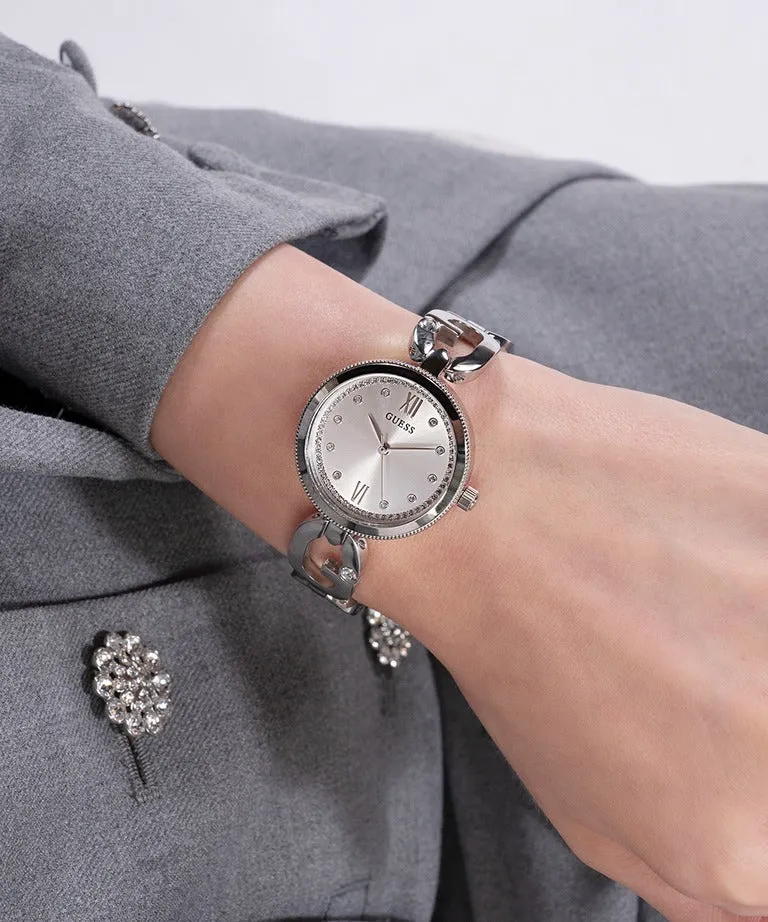 Jewelry Guess Watches Guess Ladies Silver Tone G-Links Analog Watch GW0759L1