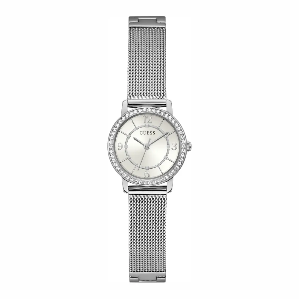 Jewelry Guess Watches Guess Melody Dames Horloge Silver Tone Mesh Women's Watch GW0534L1
