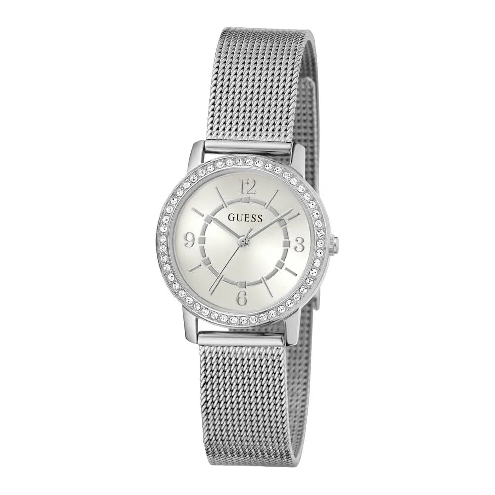 Jewelry Guess Watches Guess Melody Dames Horloge Silver Tone Mesh Women's Watch GW0534L1