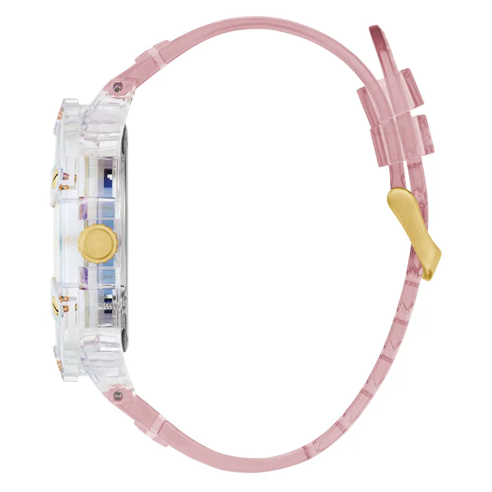 Jewelry Guess Watches Guess Multifunction Pink Resin Strap Women Watch GW0806G4