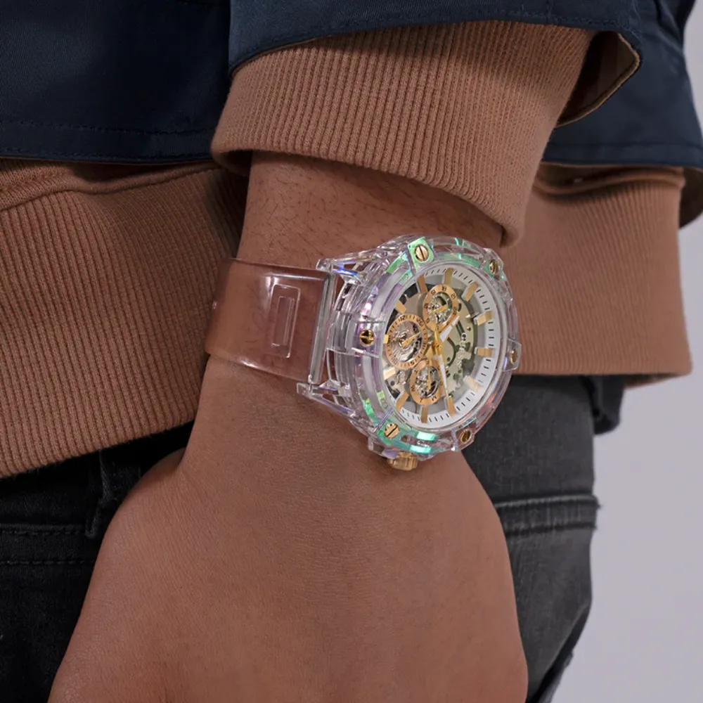 Jewelry Guess Watches Guess Multifunction Pink Resin Strap Women Watch GW0806G4