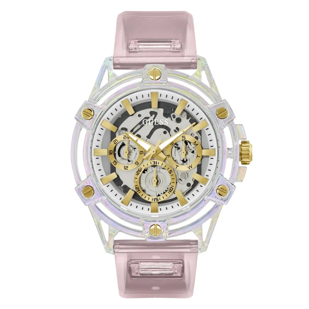 Jewelry Guess Watches Guess Multifunction Pink Resin Strap Women Watch GW0806G4