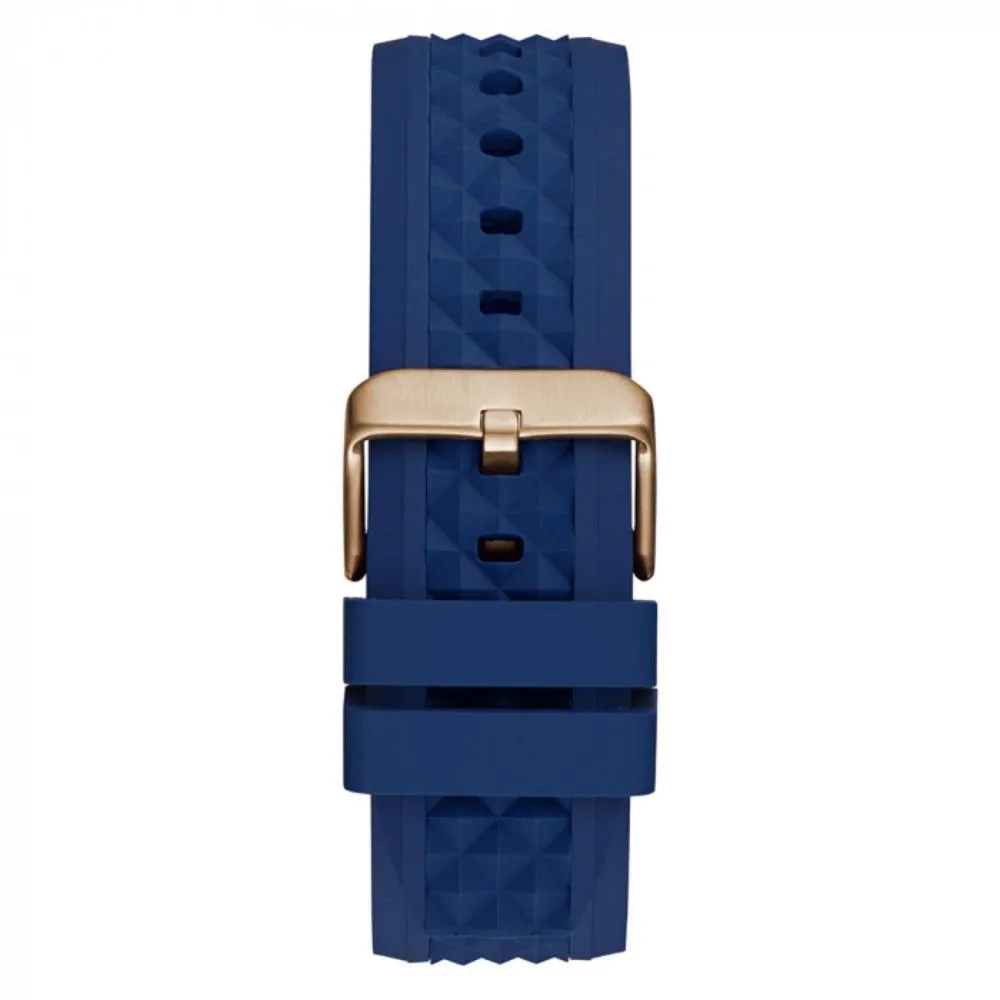 Jewelry Guess Watches Guess Rose Gold Tone Multi-Function Black Silicone Strap Men's Watch GW0729G3