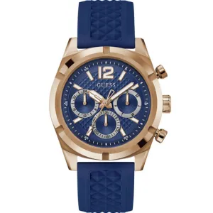 Jewelry Guess Watches Guess Rose Gold Tone Multi-Function Black Silicone Strap Men's Watch GW0729G3
