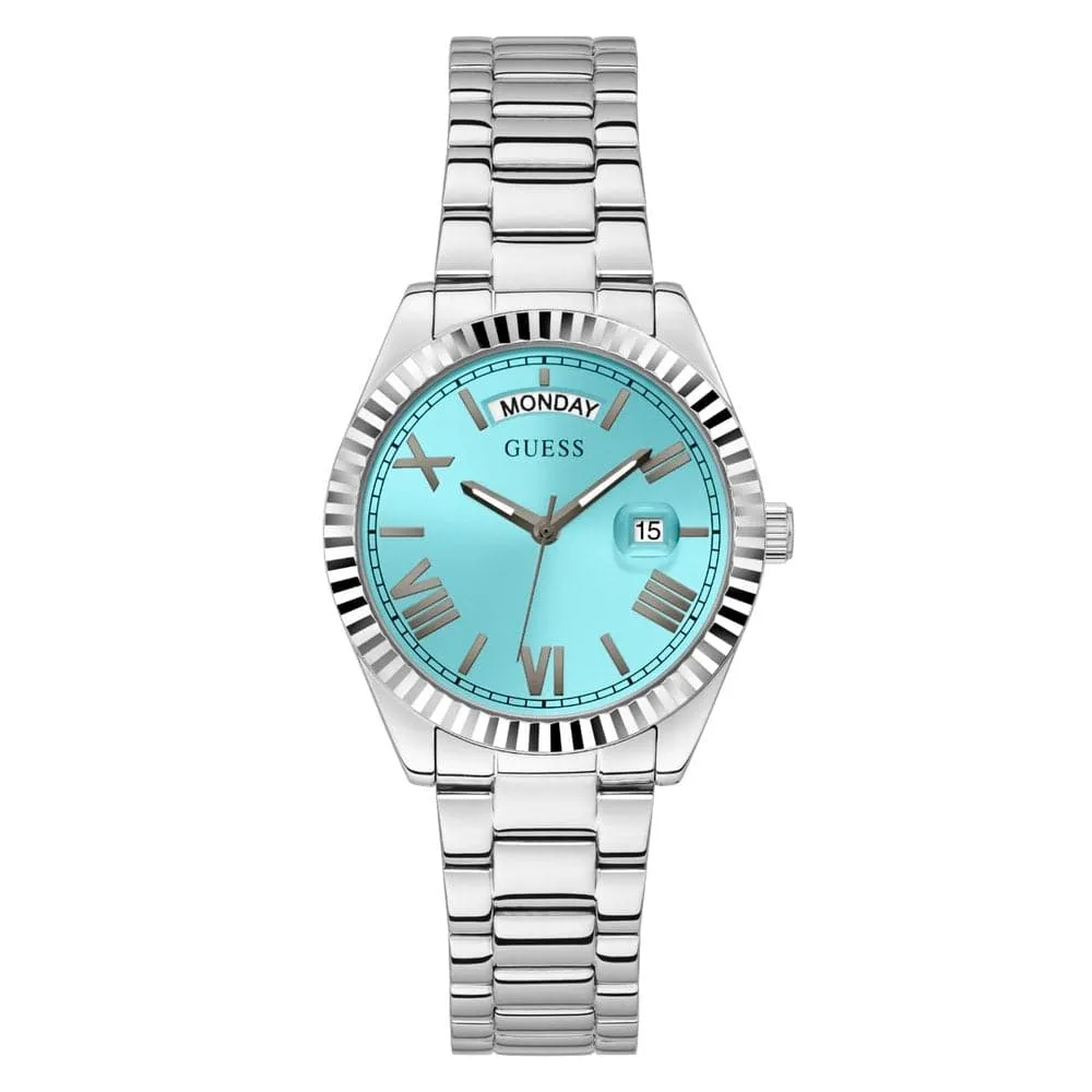 Jewelry Guess Watches Guess Silver Connoisseur Aqua Silver Stainless Steel Strap Unisex Watch GW0265G11