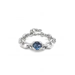 Ladies Charismatic Blue Silver Faceted Crystal Medium Marvelous Bracelet PUL2371AZUMTL0M Unode50 Jewelry And Accessories