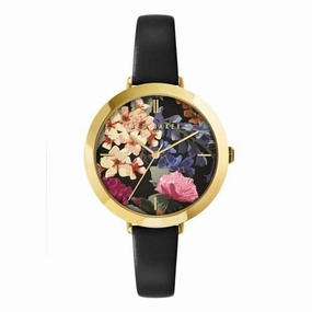 Ladies Ammy Floral  Black Leather Watch BKPAMF101