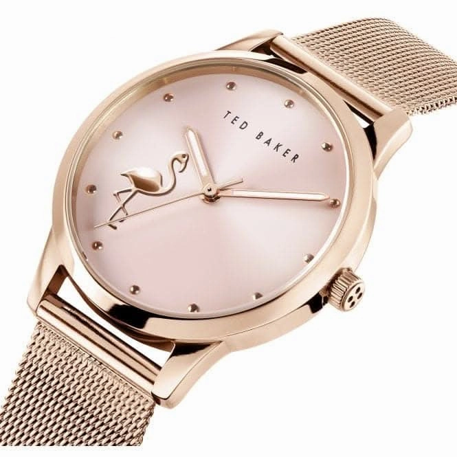 Ladies Fitzrovia Flamingo Stainless Steel Rose Gold Tone Watch BKPFZF011