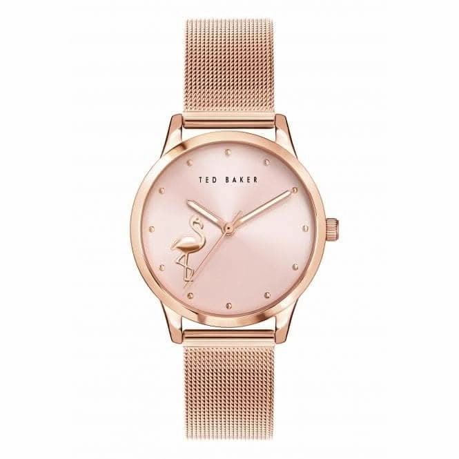 Ladies Fitzrovia Flamingo Stainless Steel Rose Gold Tone Watch BKPFZF011