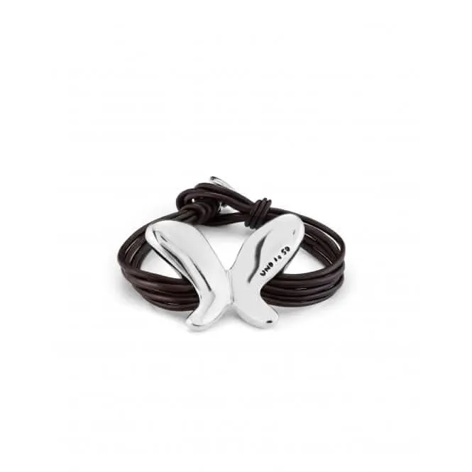 Leather Straps Butterfly Effect Bracelet PUL2377MARMTL0M Unode50 Jewelry And Accessories