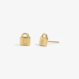 Mini Charms Lock Gold Plated Earrings 7058 Joma Jewellery