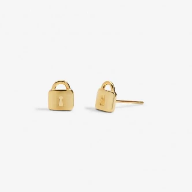 Mini Charms Lock Gold Plated Earrings 7058 Joma Jewellery