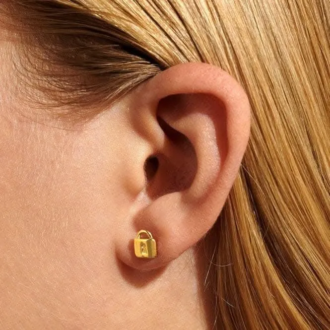 Mini Charms Lock Gold Plated Earrings 7058 Joma Jewellery