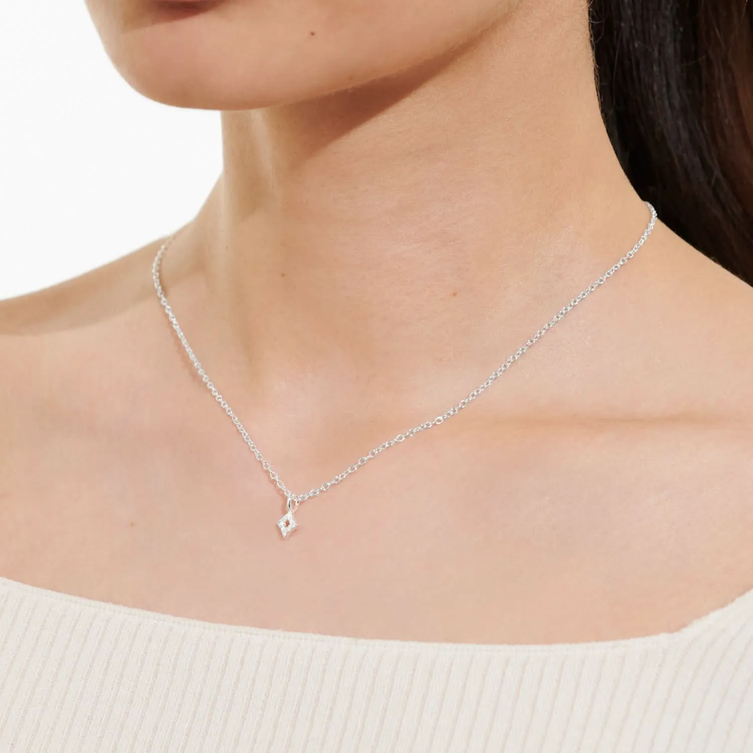 Mini Charms Pave Diamond Silver Plated Necklace 7633 Joma Jewellery
