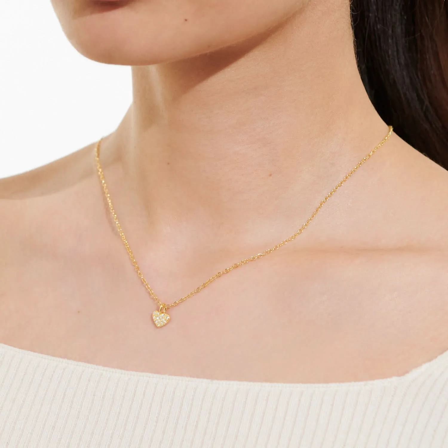 Mini Charms Pave Heart Gold Plated Necklace 7632 Joma Jewellery