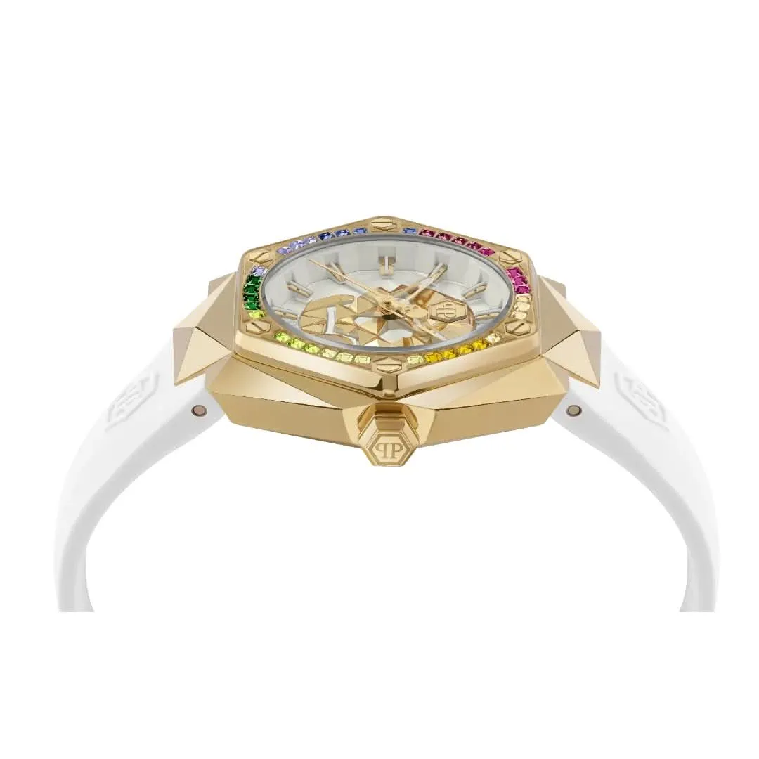 Philipp Plein Ladies High-Conic $Kull Spikes White Watch PWADA0324