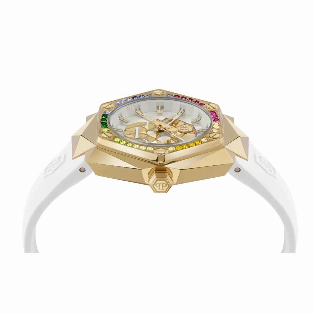 Philipp Plein Ladies High-Conic $Kull Spikes White Watch PWADA0324