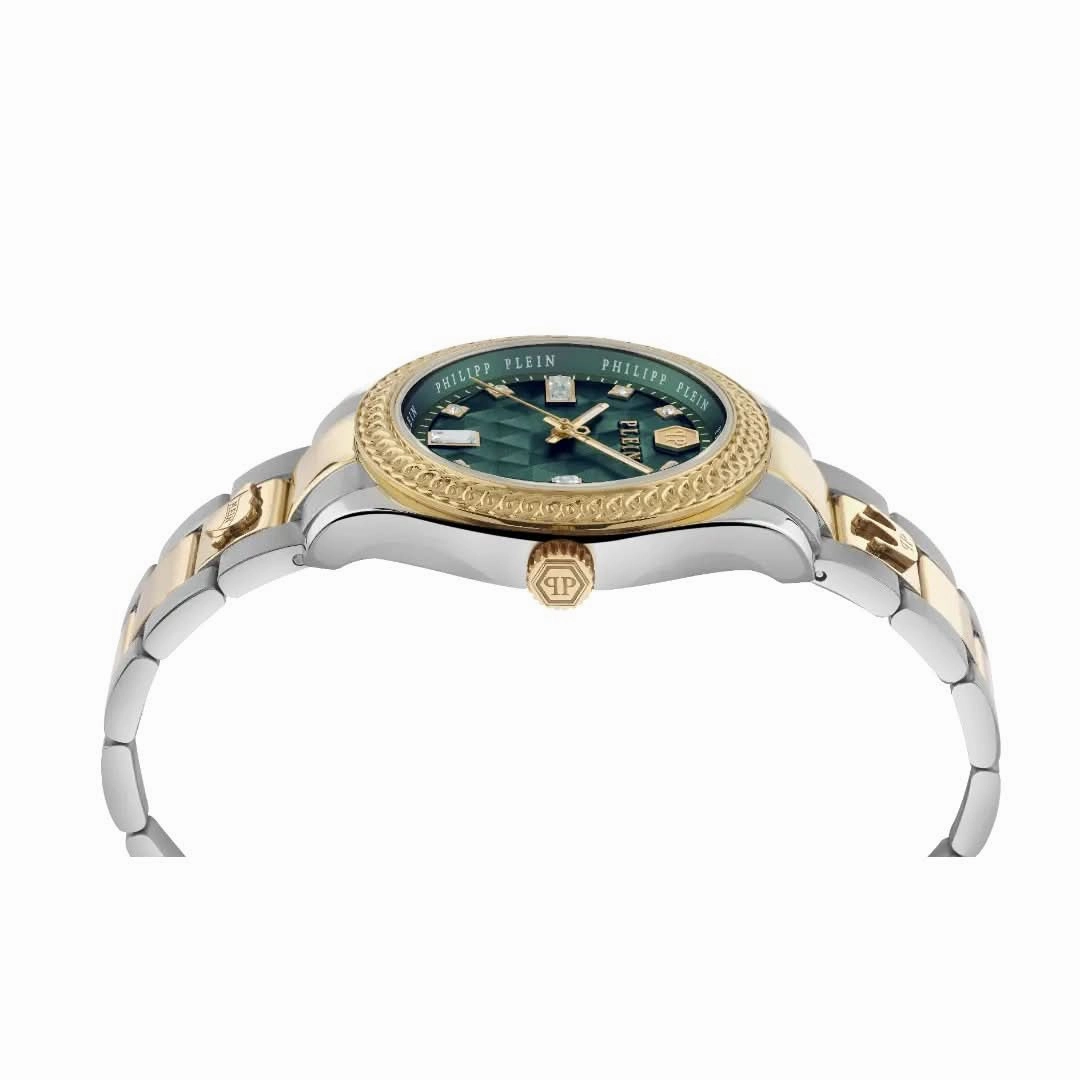 Philipp Plein Ladies Rock Couture Queen Silver Gold Watch PWCDA0524