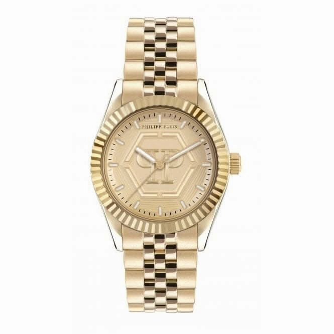 Philipp Plein Ladies Street Couture Date Superlative Gold Watch PW2BA0523
