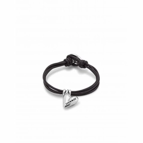 Pretty Love Leather Small Silver Plated Heart Bracelet PUL2403MARMTL0M Unode50 Jewelry And Accessories