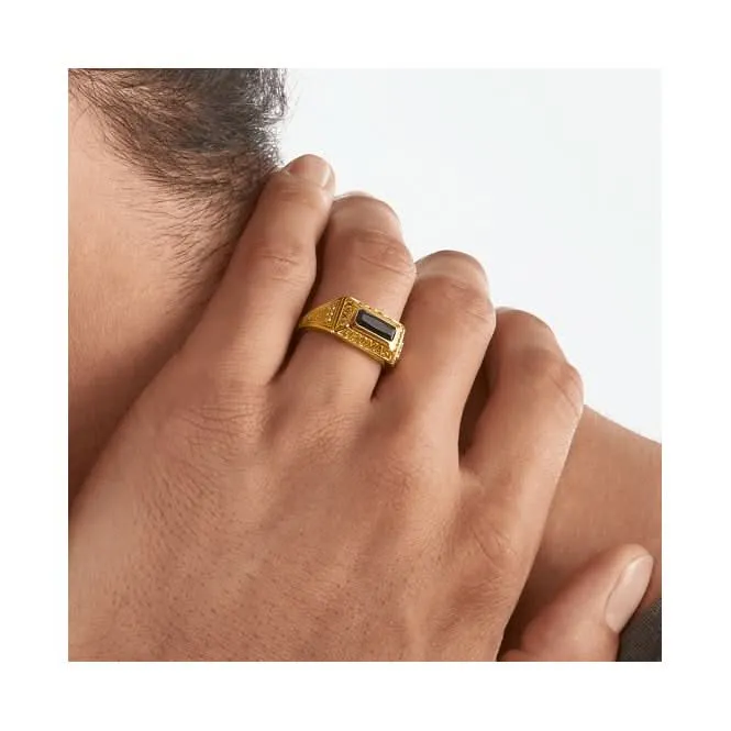 Rebel At Heart Gold Plated Black College Ring TR2243-966-11 Thomas Sabo Rings