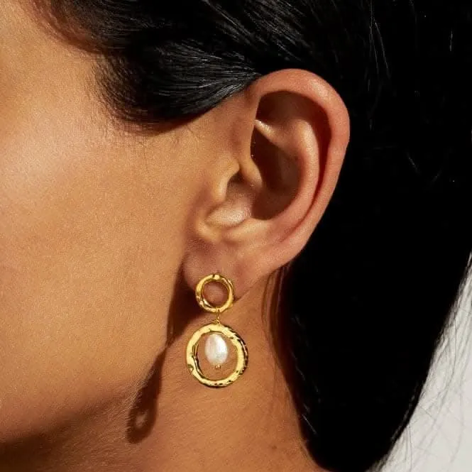 Solaria Baroque Pearl Gold Plated Hoop Earrings 7156 Joma Jewellery