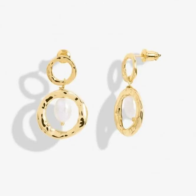 Solaria Baroque Pearl Gold Plated Hoop Earrings 7156 Joma Jewellery