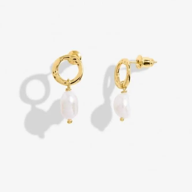 Solaria Baroque Pearl Loop Gold Plated Hoop Earrings 7162 Joma Jewellery