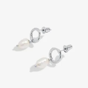Solaria Baroque Pearl Loop Silver Plated Hoop Earrings 7168 Joma Jewellery
