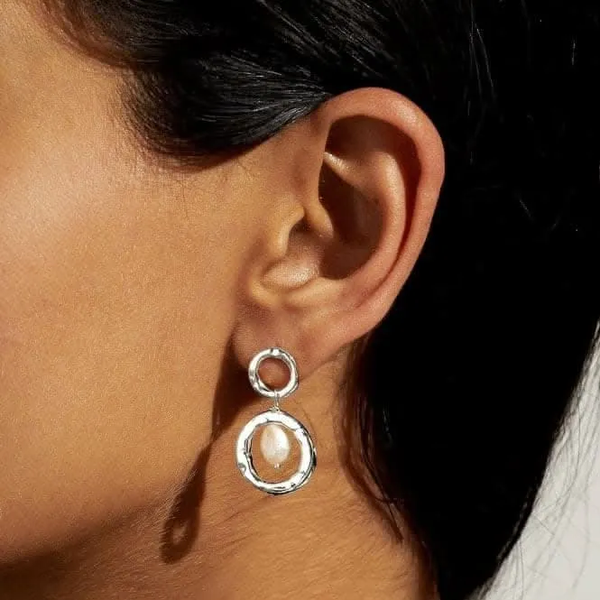 Solaria Baroque Pearl Silver Plated Hoop Earrings 7146 Joma Jewellery