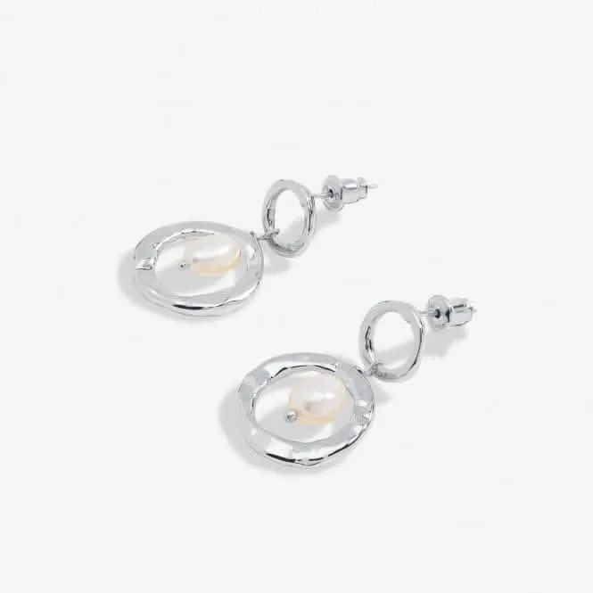 Solaria Baroque Pearl Silver Plated Hoop Earrings 7146 Joma Jewellery
