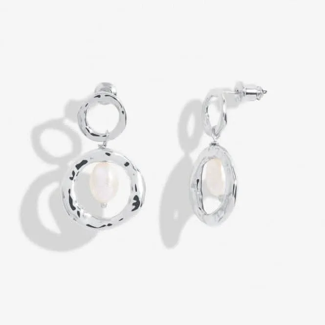 Solaria Baroque Pearl Silver Plated Hoop Earrings 7146 Joma Jewellery